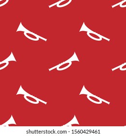 
seamless pattern design abstract white trumpet. red background. wallpaper and ready to be printed on fabric.