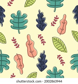 a seamless pattern design for autumn, various types of leaves, printable