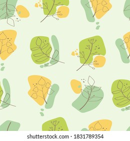 Seamless pattern design background vector of leaves