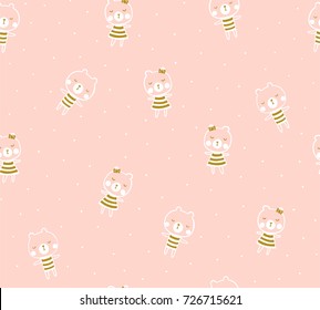 Seamless pattern design with bears. Light baby print for child fabric or gift paper. Vector illustration.