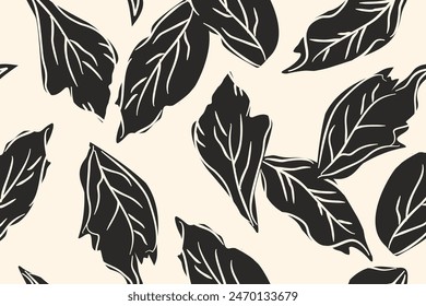 Seamless pattern design with beautiful flowers and leaves.