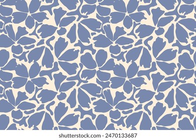 Seamless pattern design with beautiful flowers and leaves.