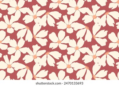Seamless pattern design with beautiful flowers and leaves.