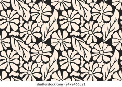 Seamless pattern design with beautiful flowers and leaves. design for fabric, cotton, wallpaper, satin, gift wrap, carpet.	