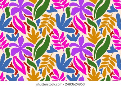 Diseño de patrón sin costuras con hermosas flores y hojas. diseño floral y hoja para tela, algodón, Fondo de pantalla, satén, envoltura de regalo, alfombra.