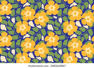 Seamless pattern design with beautiful flowers and leaves. floral and  leaf design for fabric, cotton, wallpaper, satin, gift wrap, carpet.