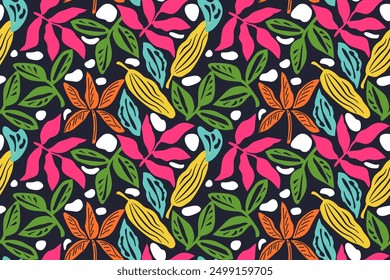 Seamless pattern design with beautiful flowers and leaves. floral and leaf patterns design for fabric, cotton, wallpaper, satin, gift wrap, carpet, backgrounds.