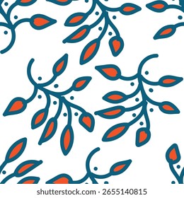 Nahtloses Muster-Design mit schönen Blumen und Blättern. Blumen- und Blattmuster für Stoff, Baumwolle, Tapete, Satin, Geschenkverpackung, Teppich, Hintergründe