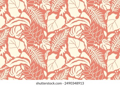 Seamless pattern design with beautiful leaves.leaf design for fabric, cotton, wallpaper, satin, gift wrap, carpet.	