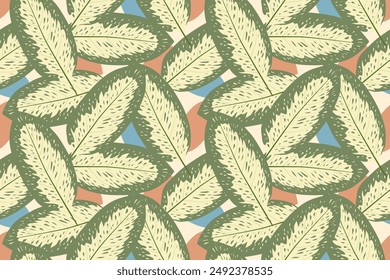 Seamless pattern design with beautiful leaves.leaf design for fabric, cotton, wallpaper, satin, gift wrap, carpet.