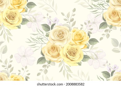 Seamless pattern design with beautiful rose flower
