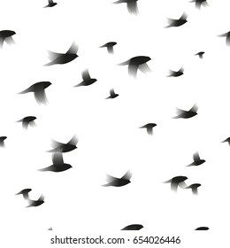 Seamless pattern design with birds in the sky