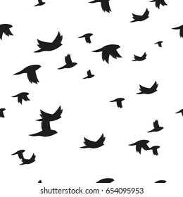 Seamless pattern design with birds in the sky