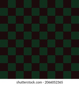 Seamless pattern design of black and green checkered background in check pattern.