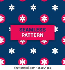 Seamless Pattern Design of blue and pink flowers vector background wallpaper print ready quality