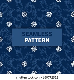 Seamless Pattern design of blue shaded floral vector background print ready quality