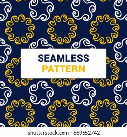 Seamless Pattern design of blue white and yellow floral Arabic royal geometric swatches vector background print ready quality