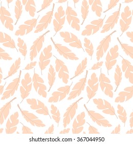 Seamless pattern design with bohemian hand drawn feathers, vector illustration