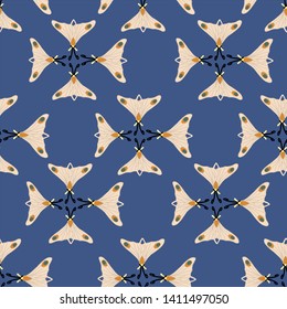 Seamless pattern design, with butterfly, in an art deco composition, that can be used in print, for surface design, or for web, as wallpapers and backgrounds