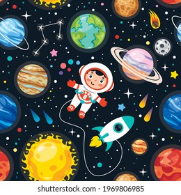 Seamless Pattern Design With  Cartoon Character