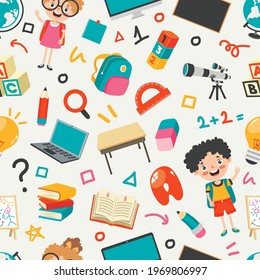 Seamless Pattern Design With  Cartoon Character