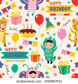 Seamless Pattern Design With  Cartoon Character