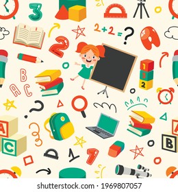 Seamless Pattern Design With  Cartoon Character