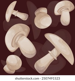 Seamless pattern design with champignon for textile, decor, decoration, paper, wallpaper