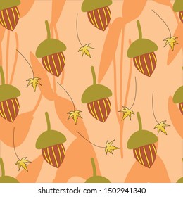 seamless pattern design of chestnut in autumn season. Can use for print, template, fabric, presentation, textile, banner, poster, wallpaper