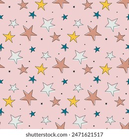 seamless pattern design with colorful doodle stars