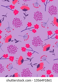 seamless pattern design with colorful flower and leaf shape element
