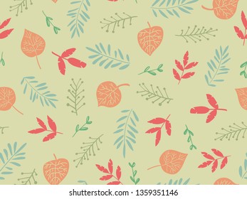 seamless pattern design with colorful flower and leaf shape element