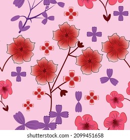 Seamless pattern design with colorful flower