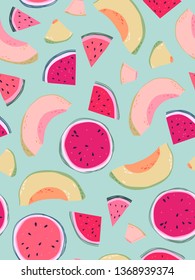 seamless pattern design with colorful fruit shape element