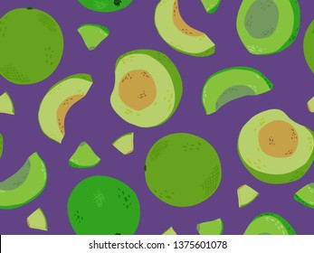 seamless pattern design with colorful fruit shape element