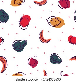seamless pattern design with colorful fruit shape element