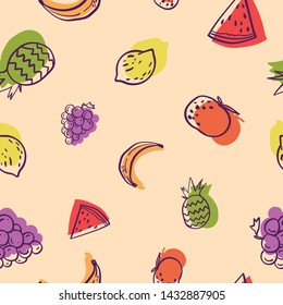 seamless pattern design with colorful fruit shape element