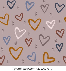 Seamless pattern design with colorful hearts. Vector romantic background. Great for fabric, textile, apparel. Simple pattern for wrapping paper or background.