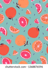 seamless pattern design with colorful orange fruit shape element