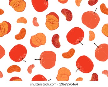 seamless pattern design with colorful orange fruit shape element
