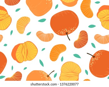 seamless pattern design with colorful orange fruit shape element