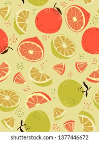 seamless pattern design with colorful orange fruit shape element