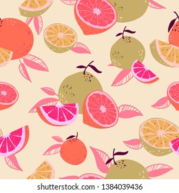 seamless pattern design with colorful orange fruit shape element