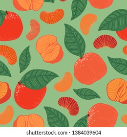 seamless pattern design with colorful orange fruit shape element