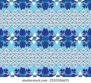 seamless pattern design colorfull design blue white flower deco-ratio