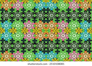 seamless pattern design colorfull design blue white flower deco-ratio