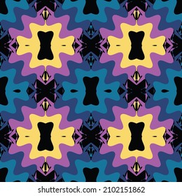 Seamless pattern design. With colourful motifs background.