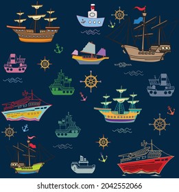 Seamless Pattern design with concept of Ship 