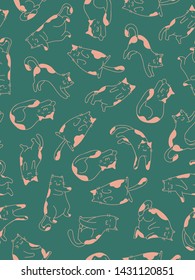 seamless pattern design with cute cartoon cat shape element