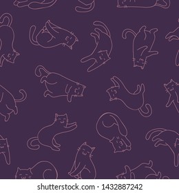 seamless pattern design with cute cartoon cat shape element